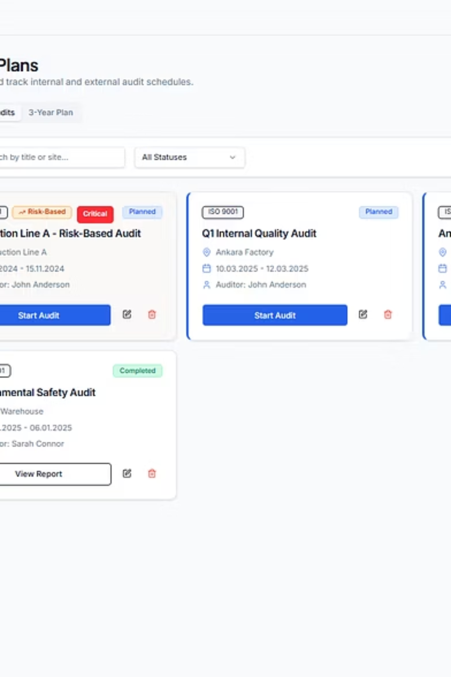Comprehensive Audit Planning Interface