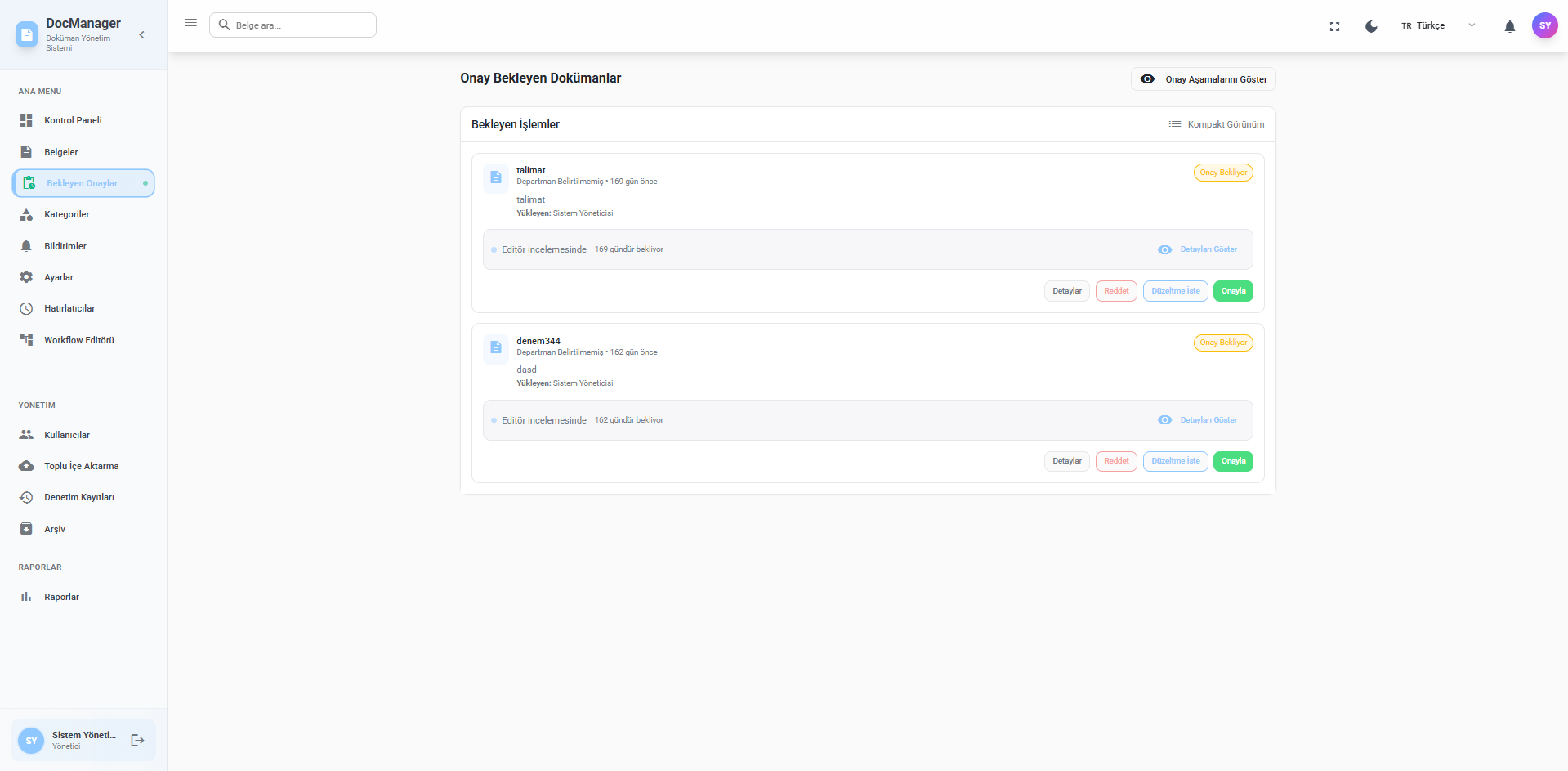 Pending Approvals Dashboard