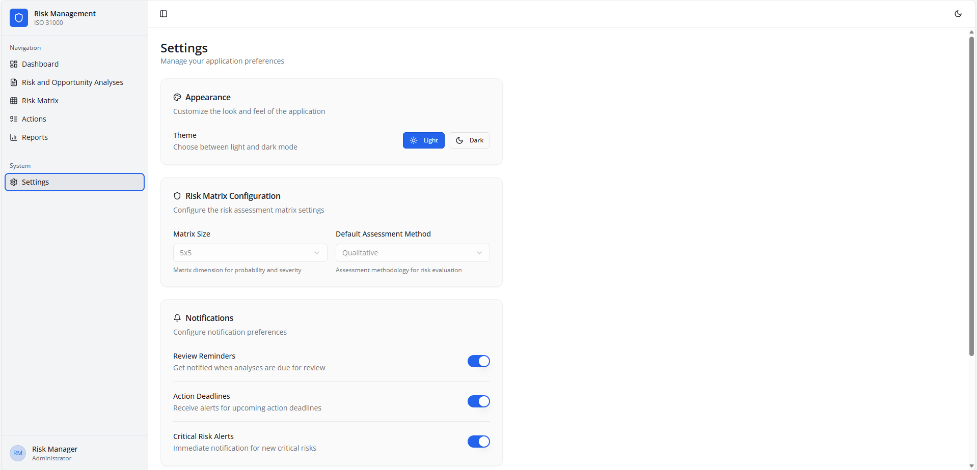Settings Configuration